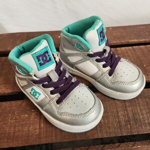 DC Shoes Little Boy 7 Youth Rebound Purple/Teal Hightops Slip On No Tie